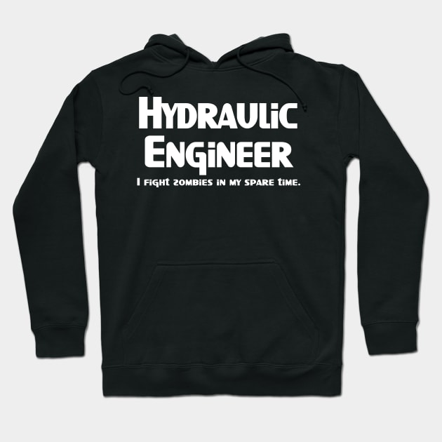 Hydraulic Zombie Fighter White Text Hoodie by Barthol Graphics